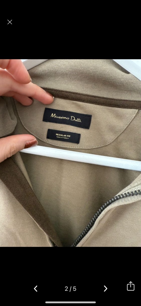 Massimo Dutti Bej Yüksek Yakalı Fermuarlı Erkek Sweatshirt - Görsel 2