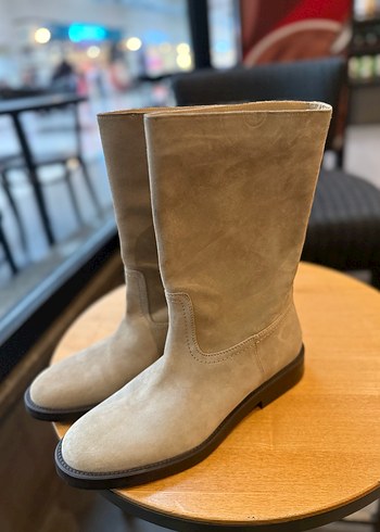 Massimo Dutti Bej Süet Çizme Unisex - Görsel 7