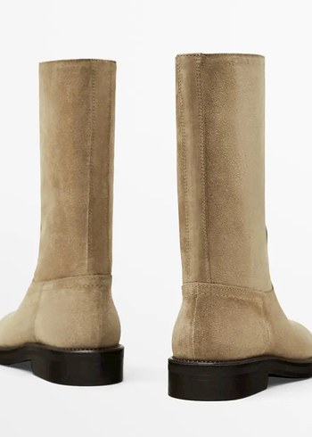 Massimo Dutti Bej Süet Çizme Unisex - Görsel 4