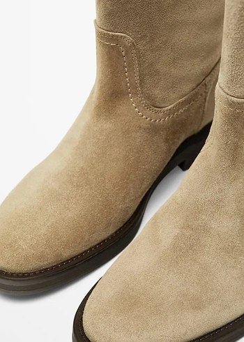 Massimo Dutti Bej Süet Çizme Unisex - Görsel 3