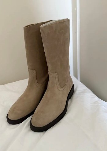 Massimo Dutti Bej Süet Çizme Unisex - Görsel 5