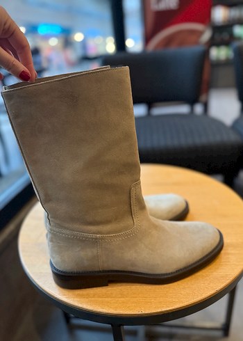 Massimo Dutti Bej Süet Çizme Unisex - Görsel 8