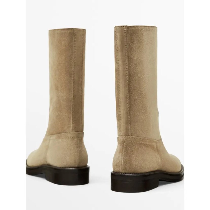 Massimo Dutti Bej Süet Çizme Unisex - Görsel 4