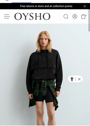 Oysho Siyah Kapusonlu Rahat Sweatshirt