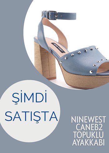 Ninewest Mavi Denim Tokalı Platform Topuklu Kadın Ayakkabı