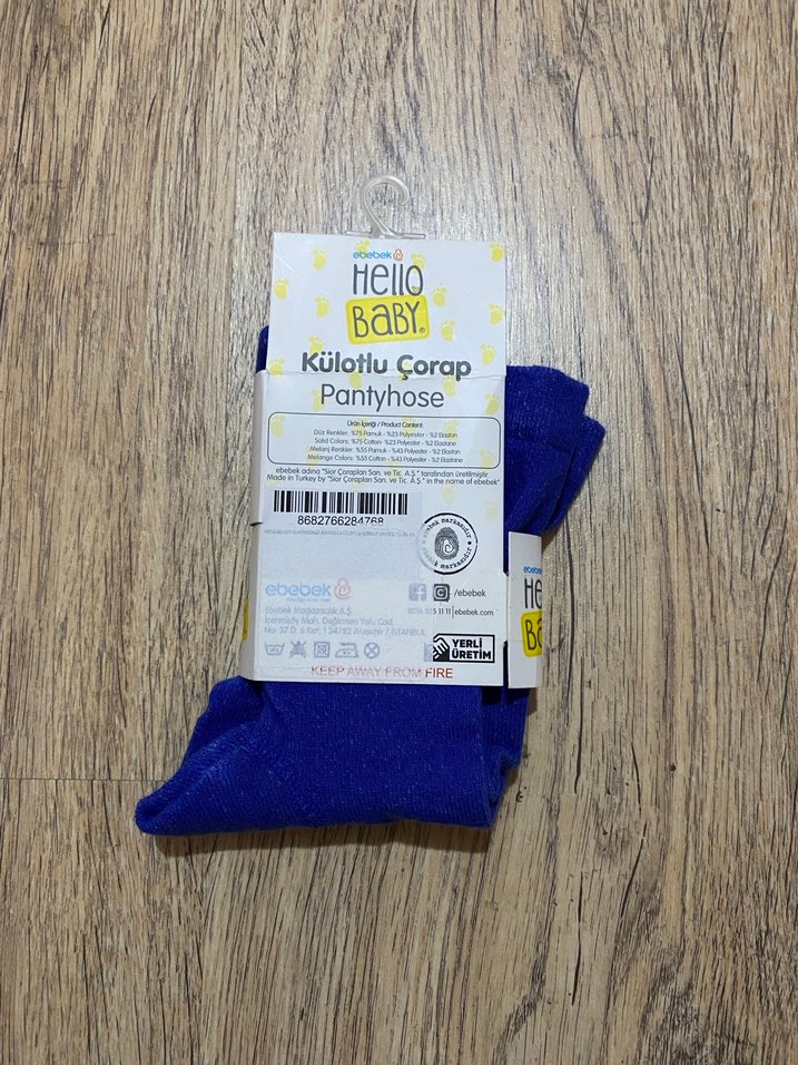 Erkek Çocuk Mavi Düz Külotlu Çorap - Görsel 2