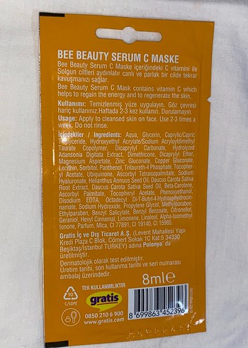 Bee Beauty Serum C Forte Canlandırıcı Maske - Görsel 2