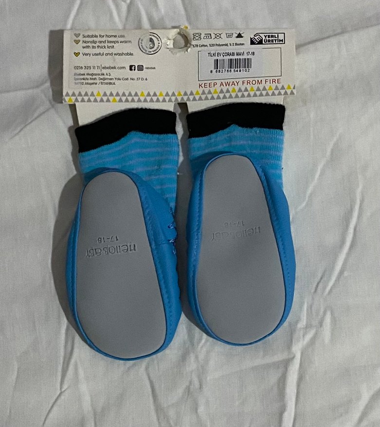 Mavi Erkek Çocuk Kaydırmaz Çarık Çorap - Görsel 2