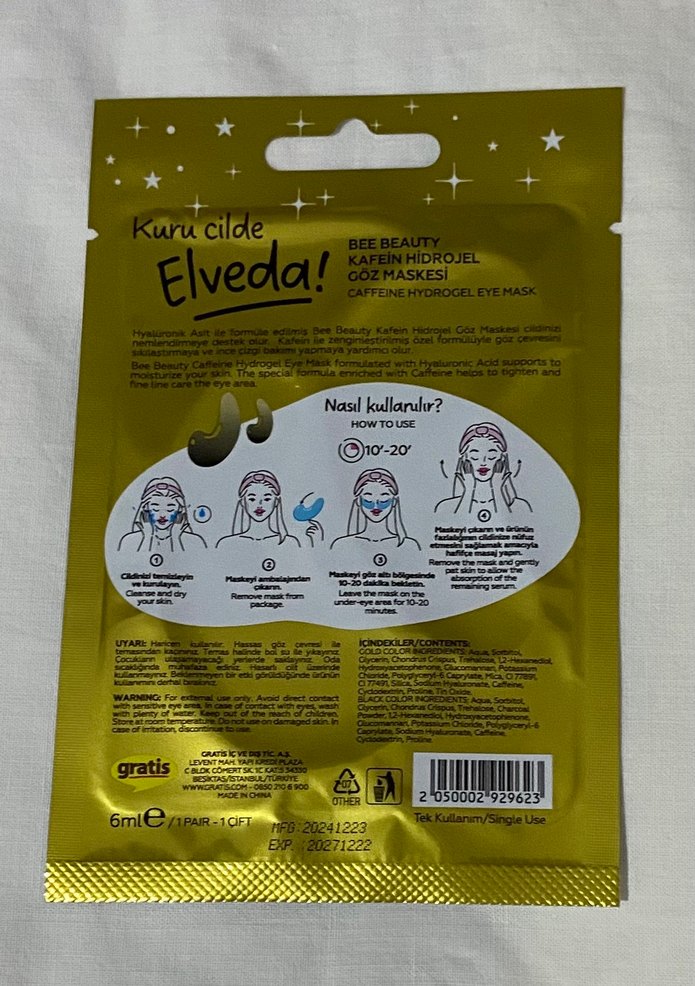 Bee Beauty Kafein Hidrojel Göz Maskesi - Görsel 2