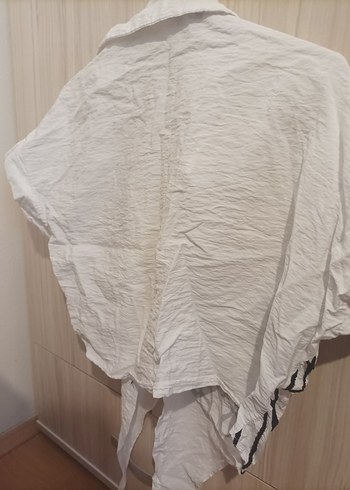 Kısa Kollu Zebra Desenli Keten Gömlek - Görsel 2