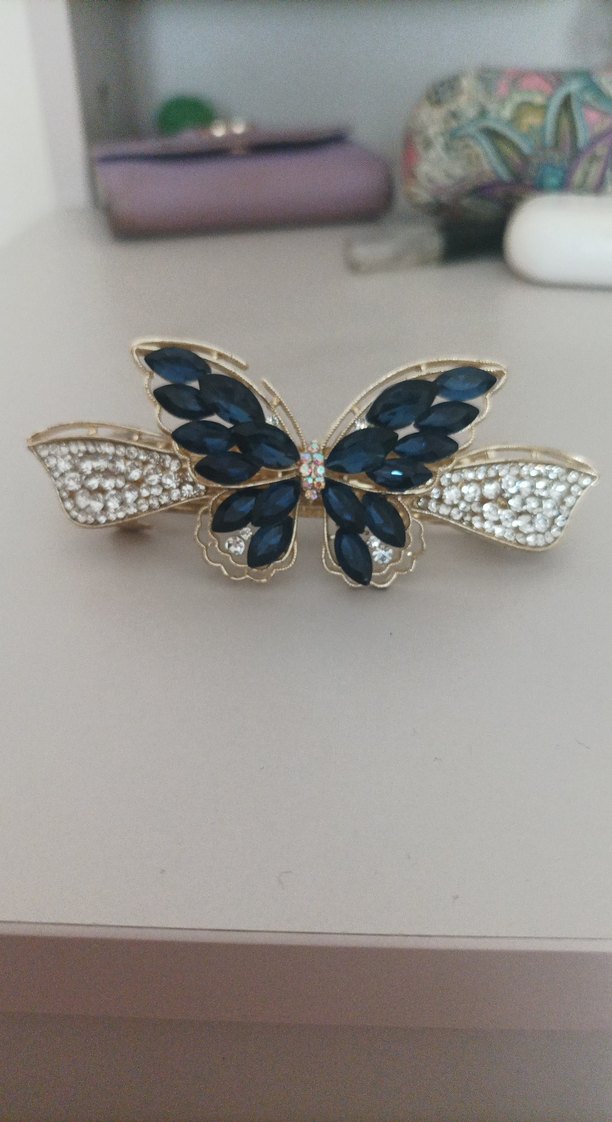 Mavi Taşlı Kelebek Figürlü Toka - Görsel 4