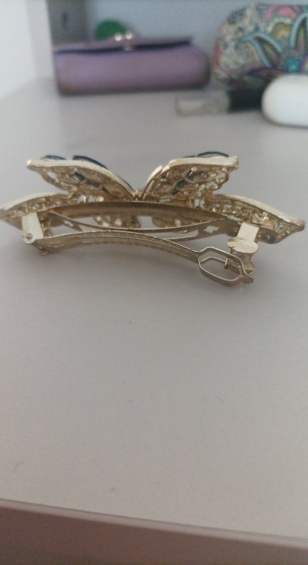 Mavi Taşlı Kelebek Figürlü Toka - Görsel 3