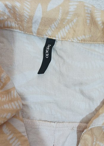 Bej Kolsuz Mini Keten Gömlek - Görsel 3