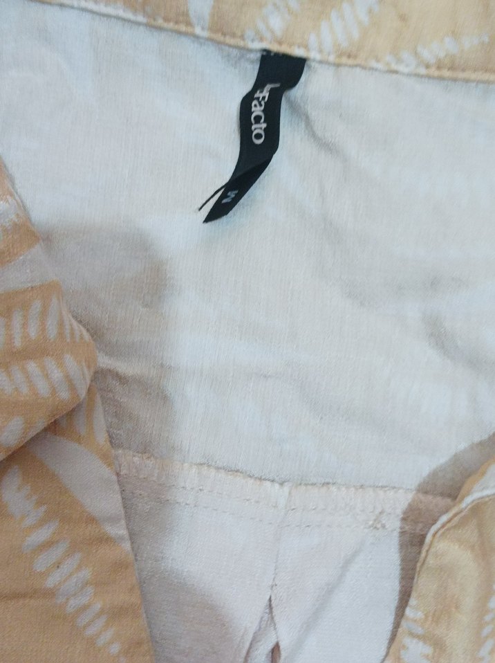 Bej Kolsuz Mini Keten Gömlek - Görsel 4