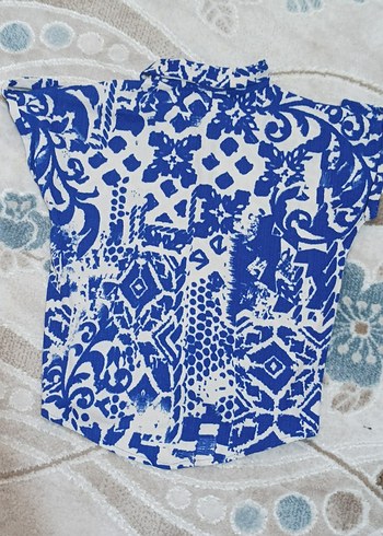 Lacivert Desenli kadın gömlek - Görsel 2