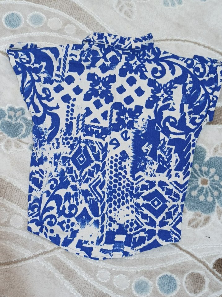 Lacivert Desenli kadın gömlek - Görsel 2