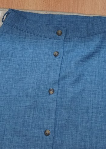 Düğmeli Uzun Denim Etek - Görsel 4