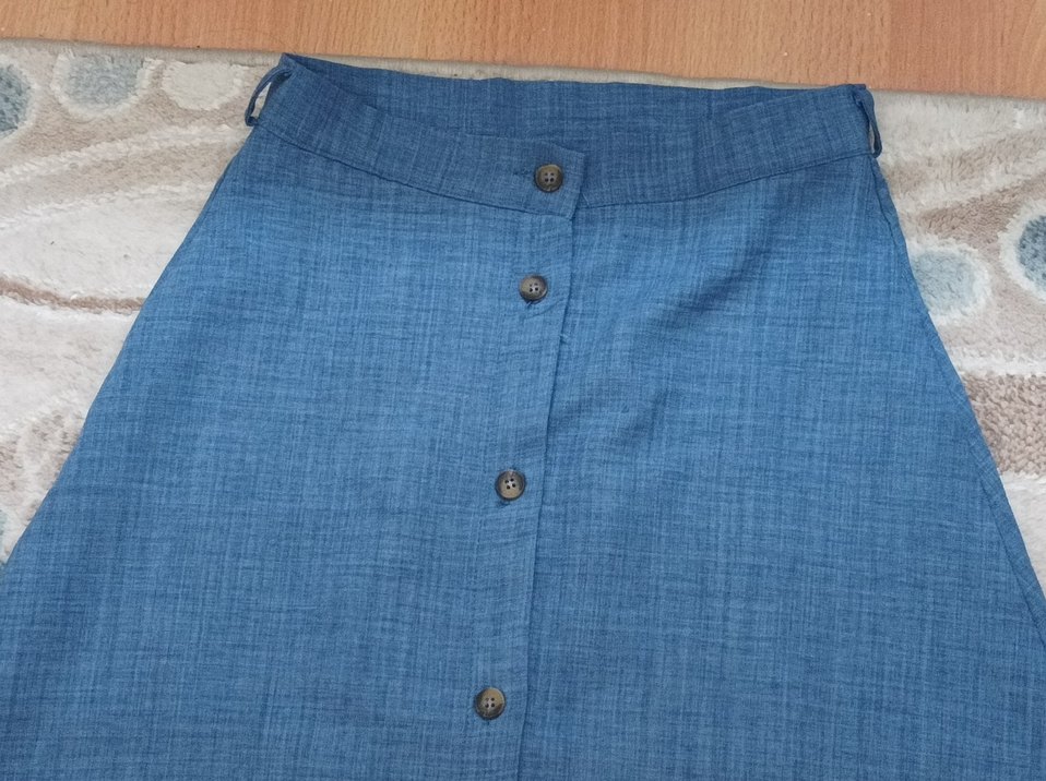 Düğmeli Uzun Denim Etek - Görsel 3