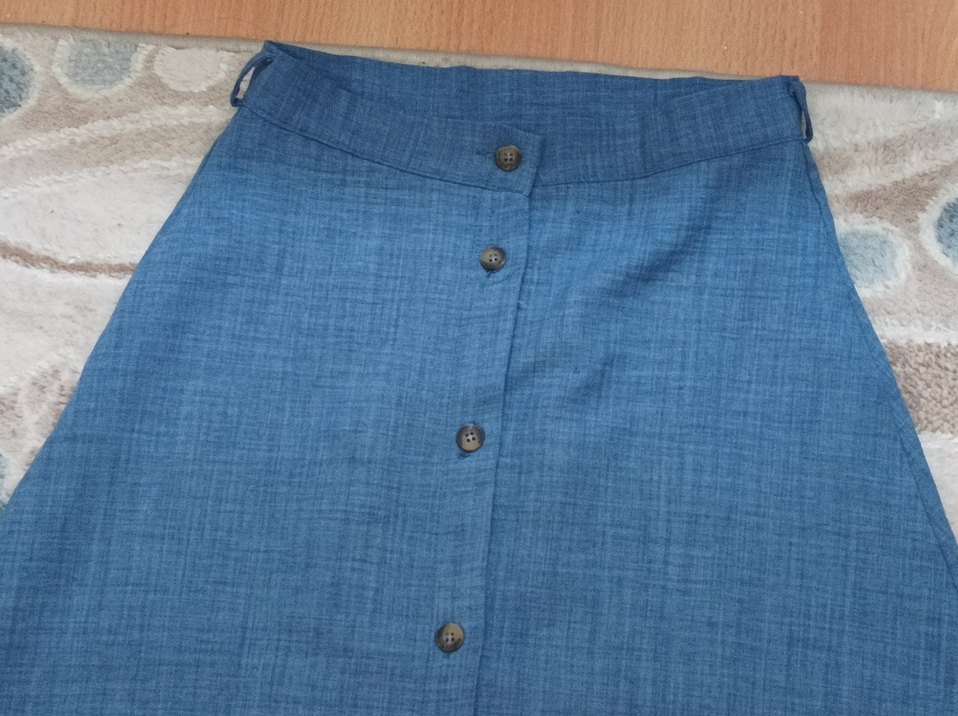 Düğmeli Uzun Denim Etek - Görsel 4