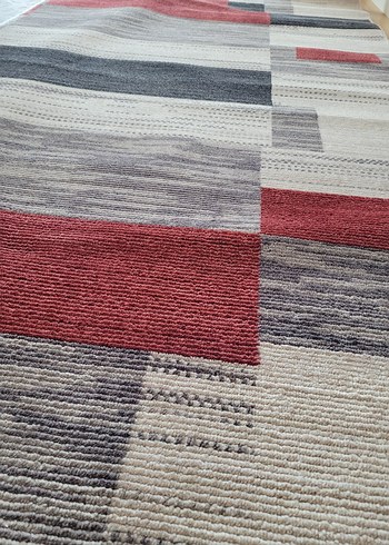 Çağdaş Desenli Çok Renkli Gri Halı - Görsel 2