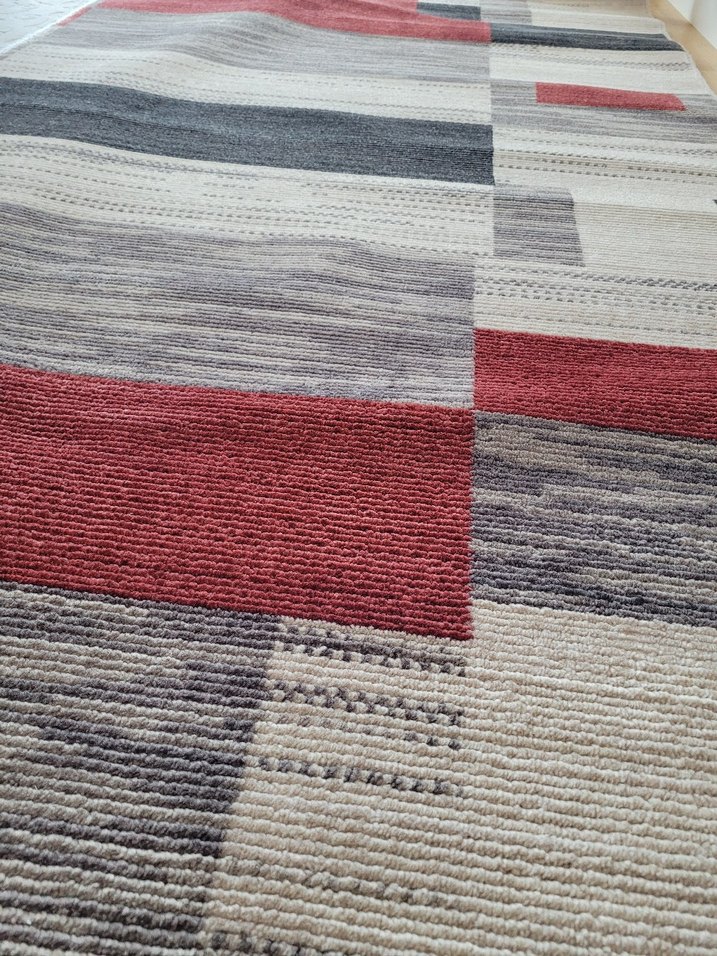 Çağdaş Desenli Çok Renkli Gri Halı - Görsel 2