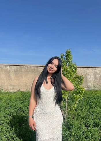 Dantel Detaylı Beyaz Uzun Elbise - Görsel 2