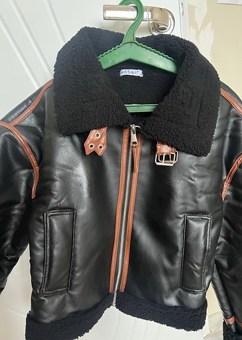 Kahverengi Deri Biker Kadın Ceket - Görsel 3