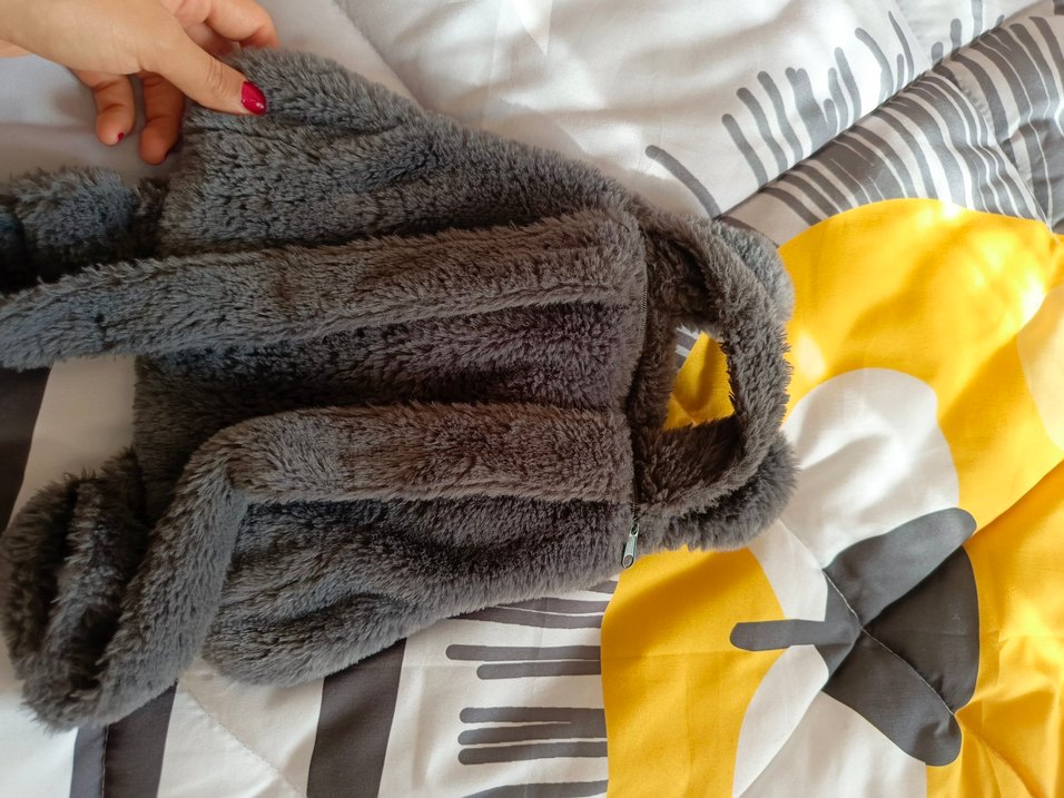 Gri Nakışlı Kürklü çanta - Görsel 2