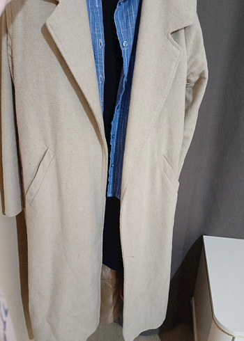 Bej Keten Erkek Midi Boy kaban - Görsel 2