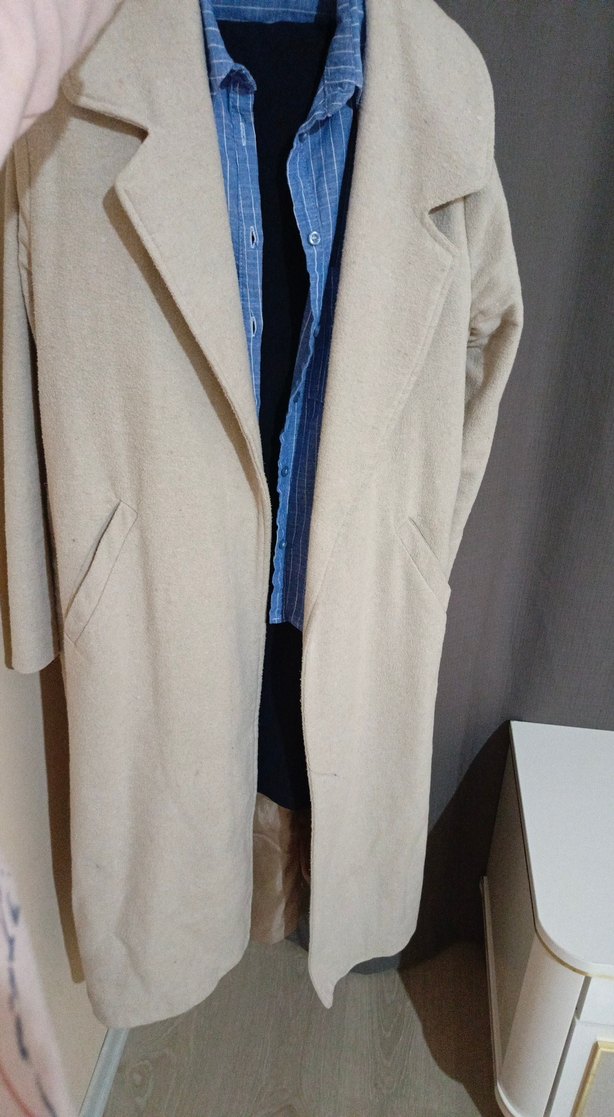 Bej Keten Erkek Midi Boy kaban - Görsel 2