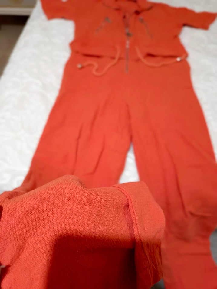 Kısa Kollu narçiçeği Keten Tulum - Görsel 2