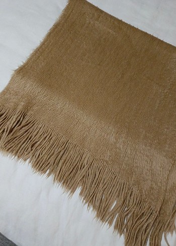 Bej Püsküllü Kadın Bohem Atkı - Görsel 2