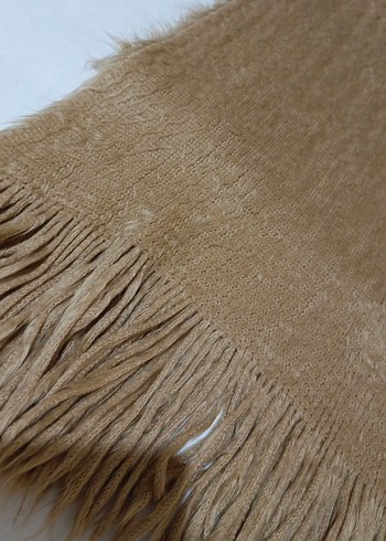 Bej Püsküllü Kadın Bohem Atkı - Görsel 3