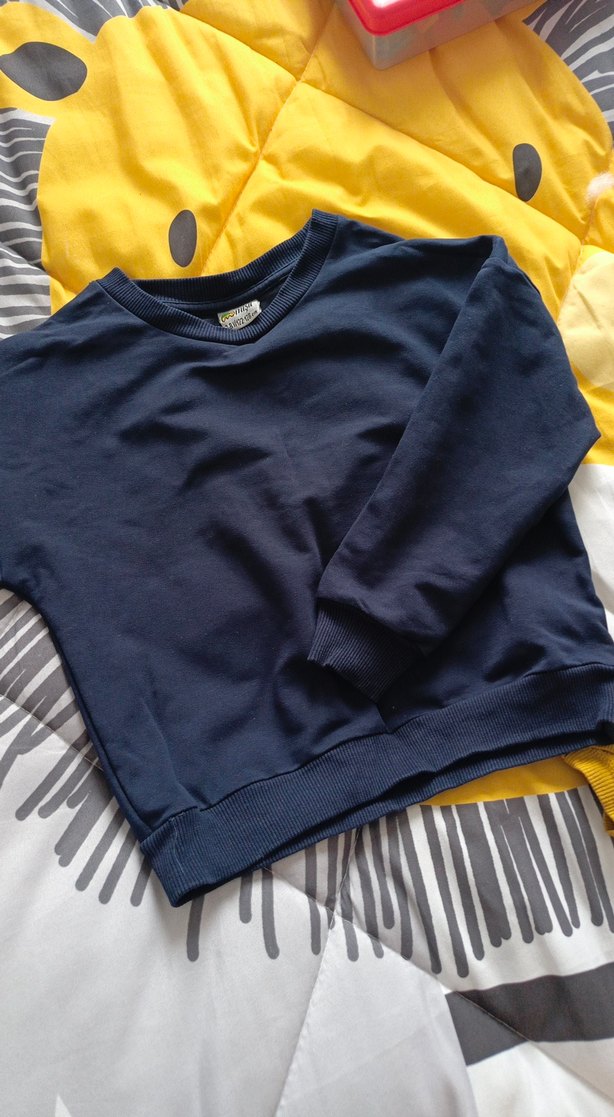 çocuk Mavi Bisiklet Yaka Sweatshirt - Görsel 3