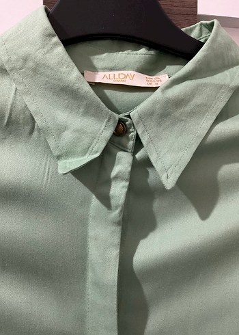 Düğmeli Yeşil Uzun Kollu Kadın Tunik sıfır ayarında - Görsel 3