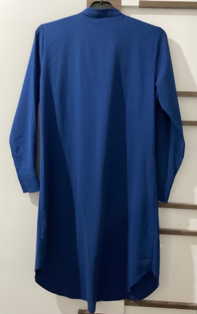 Uzun Kollu Mavi Kadın Tunik - Görsel 2