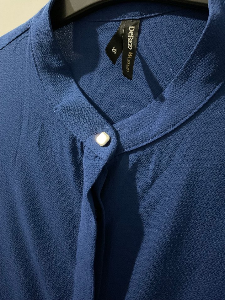 Uzun Kollu Mavi Kadın Tunik - Görsel 3