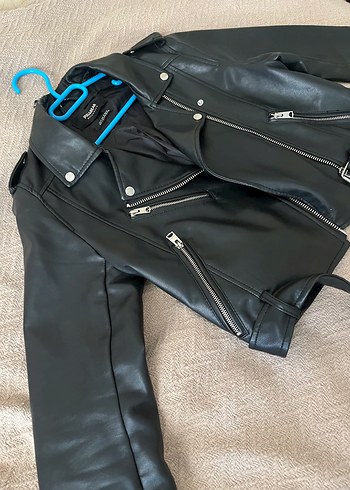 Pull and Bear Pull and beae Siyah Deri Biker Ceket