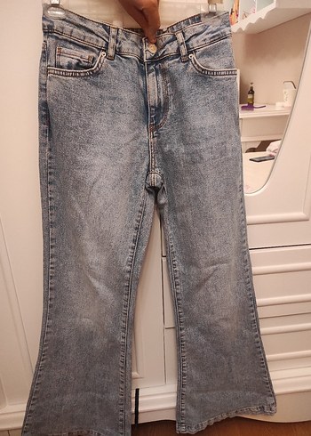s Beden Koton flare fit mavi kot pantolon