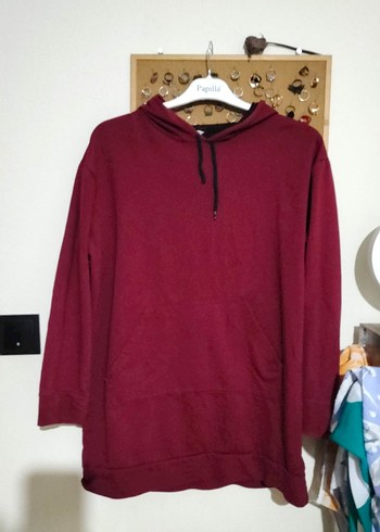 Bordo Kapüşonlu Kadın Sweatshirt