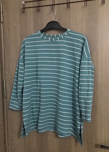 xl Beden Çizgili Turkuaz Triko Tunik