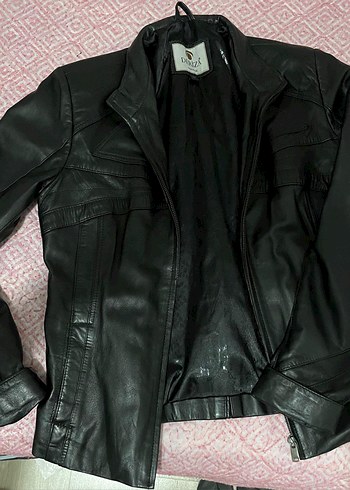 Kadın Siyah Deri Biker Ceket