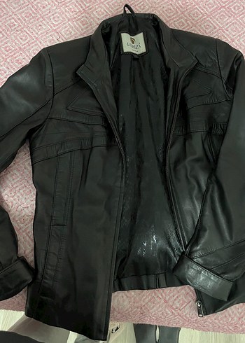 m Beden Kadın Siyah Deri Biker Ceket