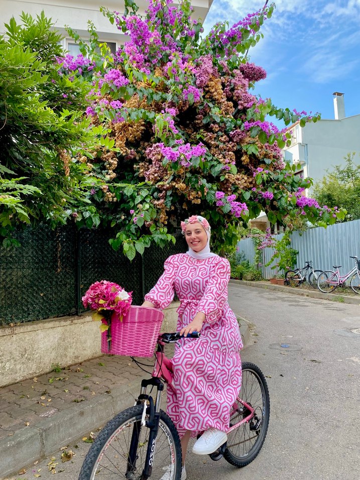 Pembe Desenli Uzun Bohem Elbise - Görsel 4