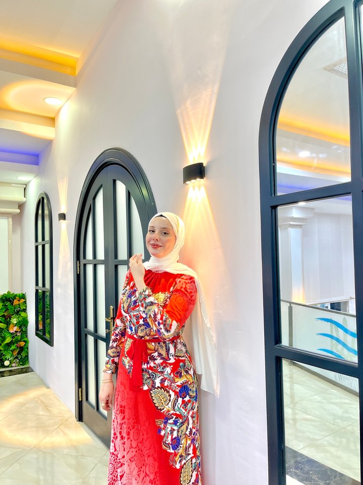 Uzun Kol, Yüksek Yakalı Renkli Etnik Desenli Kadın Elbise - Görsel 4