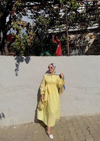 Bohem Etnik Desenli Sarı Uzun Elbise - Görsel 7