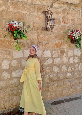 Bohem Etnik Desenli Sarı Uzun Elbise - Görsel 6