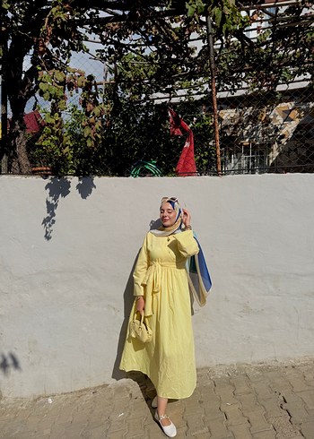 Bohem Etnik Desenli Sarı Uzun Elbise - Görsel 10