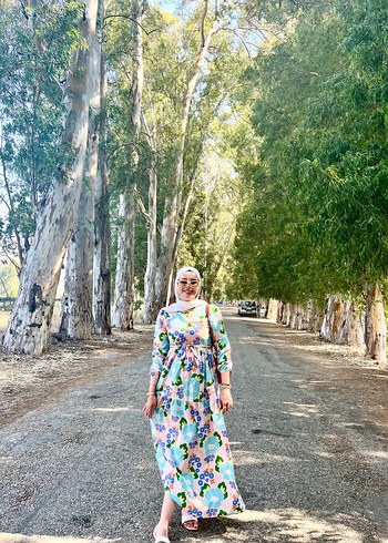 Çiçek Desenli Uzun Salaş Elbise - Görsel 6