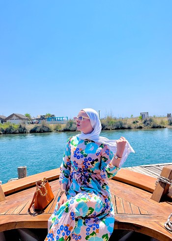 Diğer Çiçek Desenli Uzun Salaş Elbise